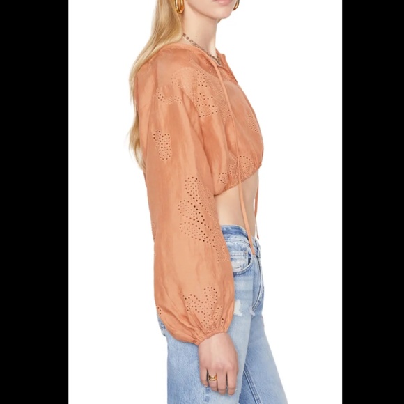 NWT $723 FRAME Eyelet Linen Maxi Skirt and Shirred Crop Eyelet Blouse - size XS! - Picture 6 of 10